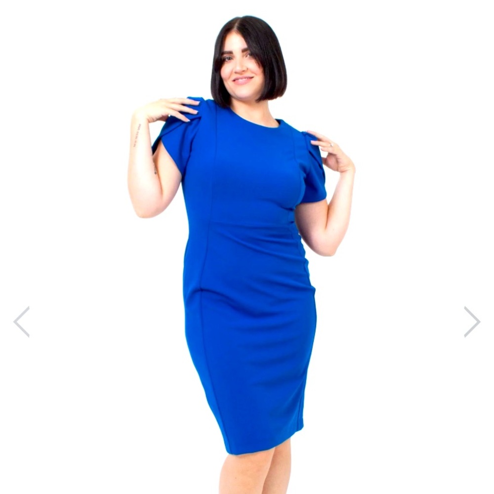 Calvin Klein Tulip Sleeve Dress color Blue